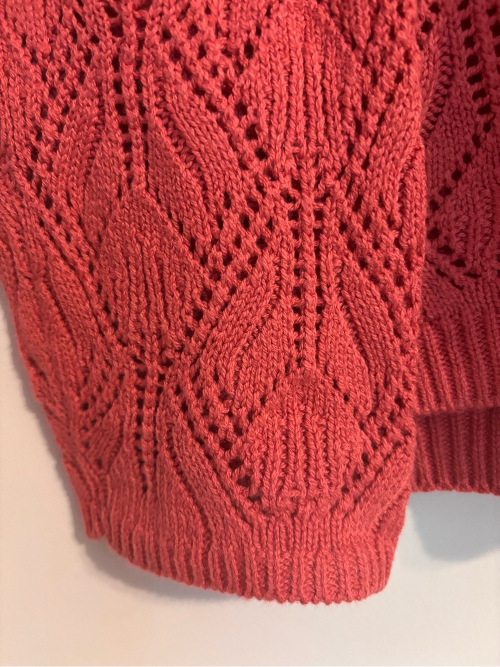 Peace Love World NWT coral red crocheted knit v-neck sweater - Picture 9 of 9